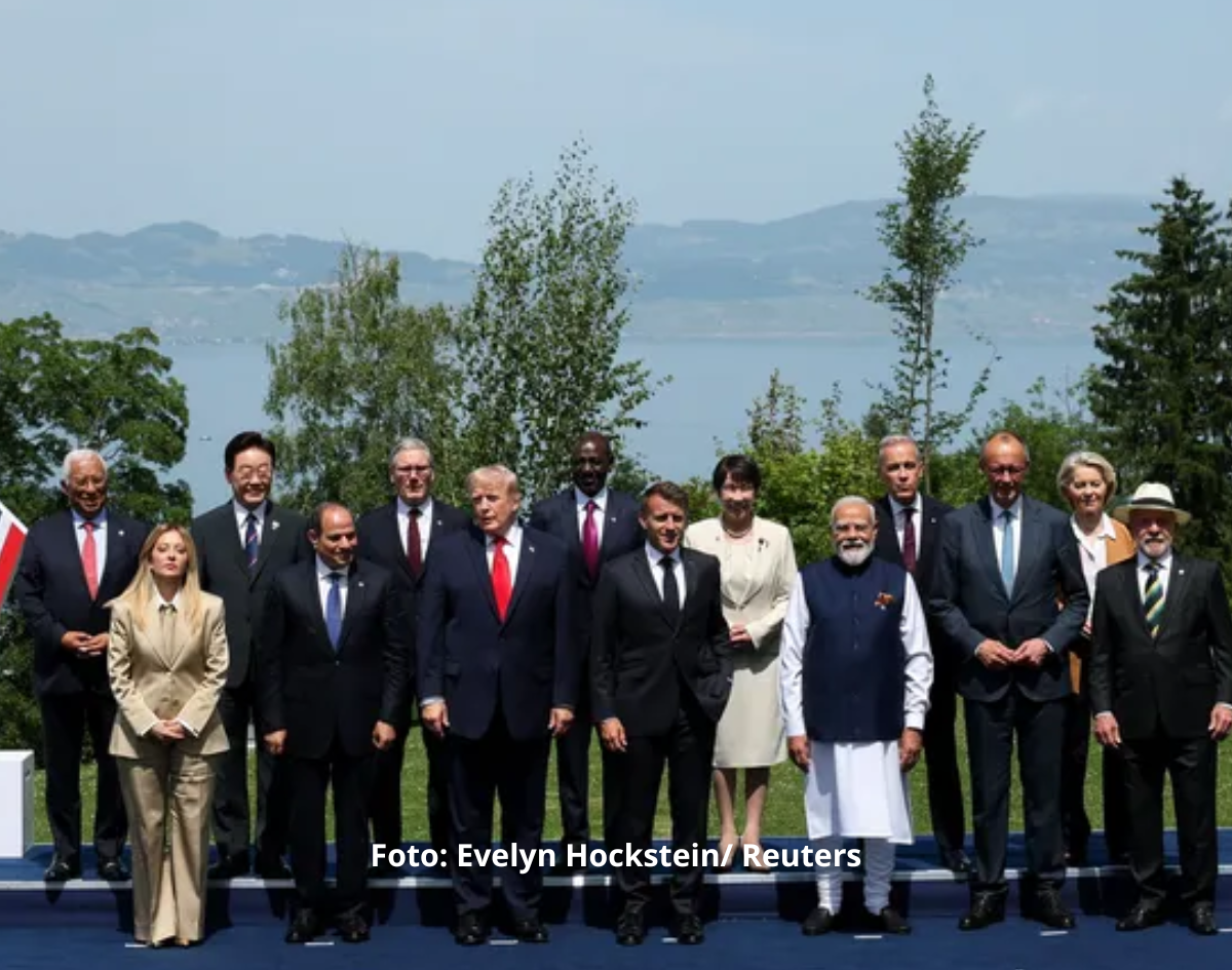 Lula e Trump aparecem lado a lado na foto oficial do G7, mas não trocam cumprimentos após o registro