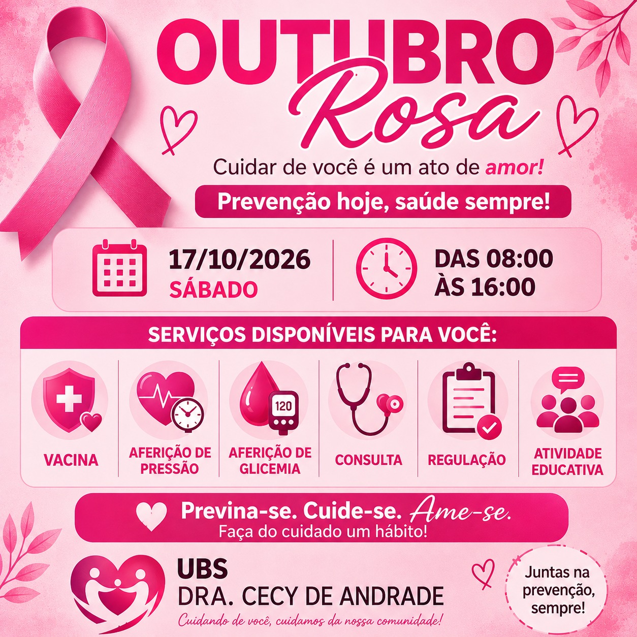 UBS Dra. Cecy de Andrade realiza ação do Outubro Rosa neste sábado (17) em Salvador 